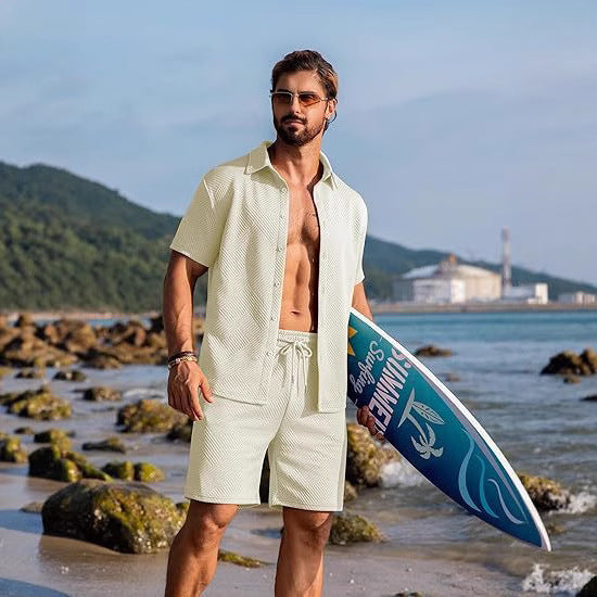 Knitwear Sports Casual Short Sleeve And Shorts Suit