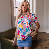 Women's Simple V-neck PO'MY Western Style Shirt