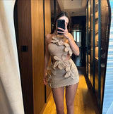 European And American Summer Fashion Halter Flower Cutout Beach Vacation Style Dress