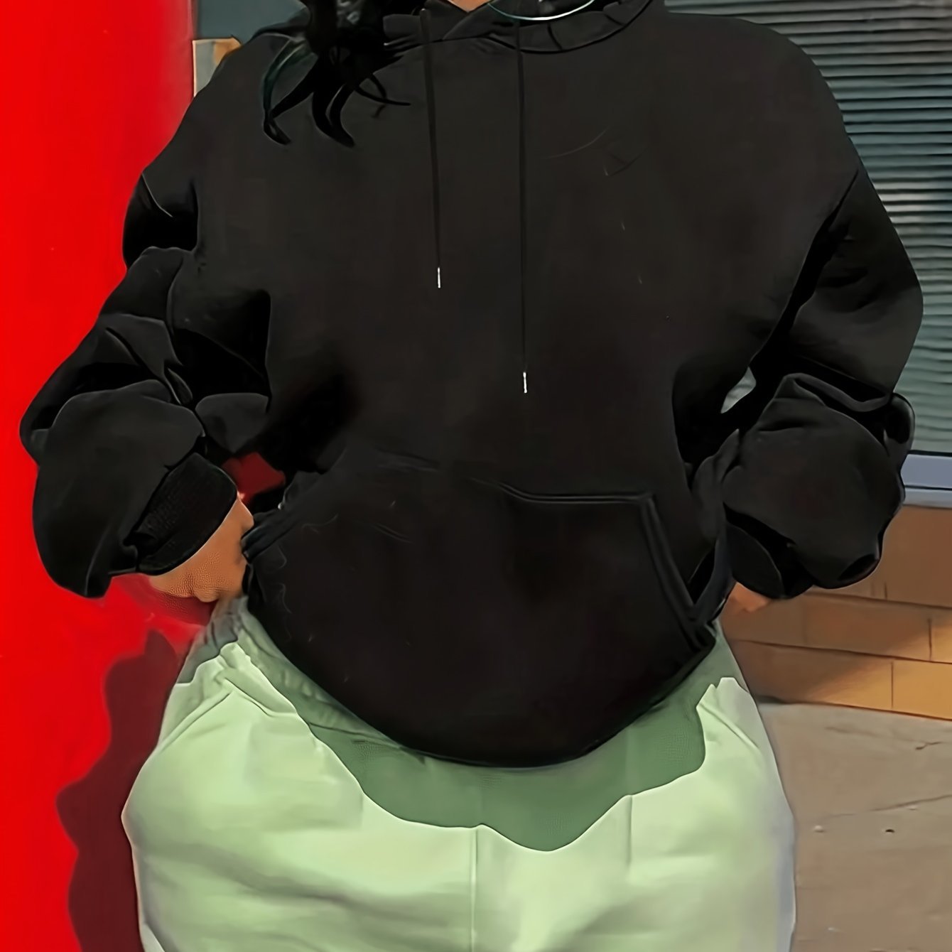 Printed Long Sleeve Hooded Loose Women's Sweater