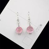 Dried Flower Glass Ball Crystal Earrings Creative Sweet