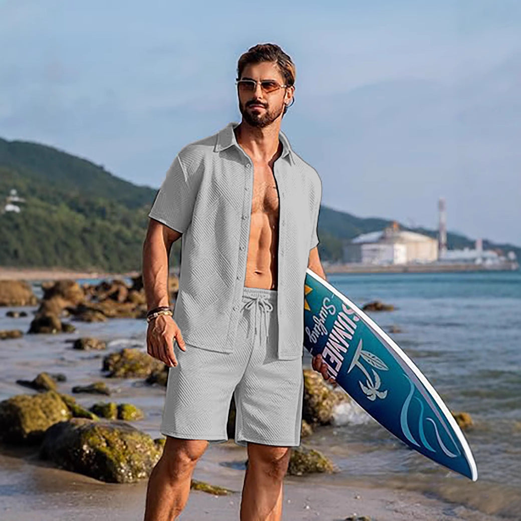 Knitwear Sports Casual Short Sleeve And Shorts Suit