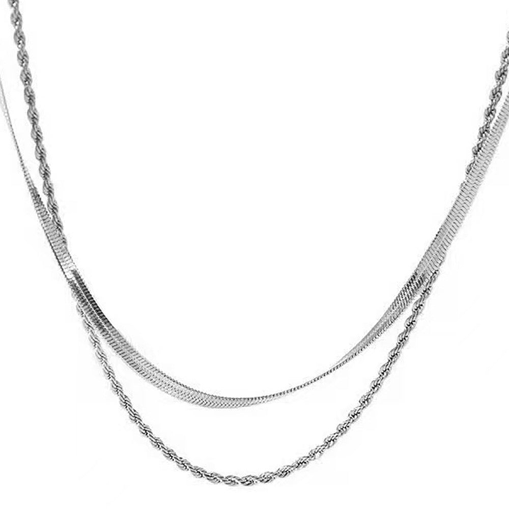 Women's Retro Solid Color Double-layer Twist Necklace