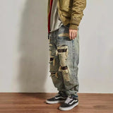 Jeans Men's Loose Straight Tapered Distressed Broken Holes Pants