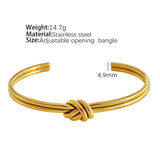 Stainless Steel 18K Gold Plating Knotted C- Shaped Open Double-layer Bracelet