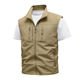 Multi-pocket Embroidered Waistcoat Plus Size Men's Shirt
