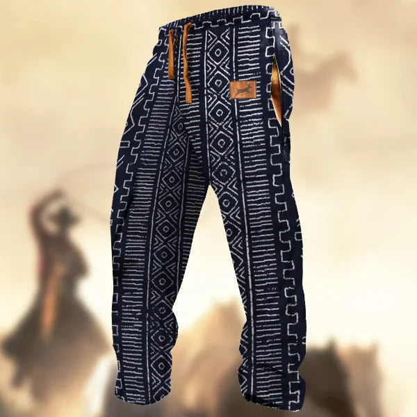 Technology Printing Trousers Elastic Closed Rope Straight-leg Trousers