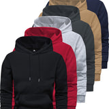 6-Piece Men's Long-sleeved Solid Color Hooded Sweatshirt
