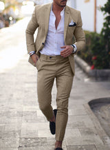 Men's Suit Solid Color Two-piece Suit
