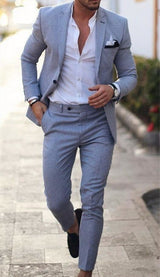 Men's Suit Solid Color Two-piece Suit