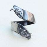 Vintage Moon Phase Silver Moon Adjustable Ring Women's Fashion Gift Ring