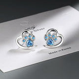 Heart-shaped Blue Heart-shaped Zircon Stud Earrings Small