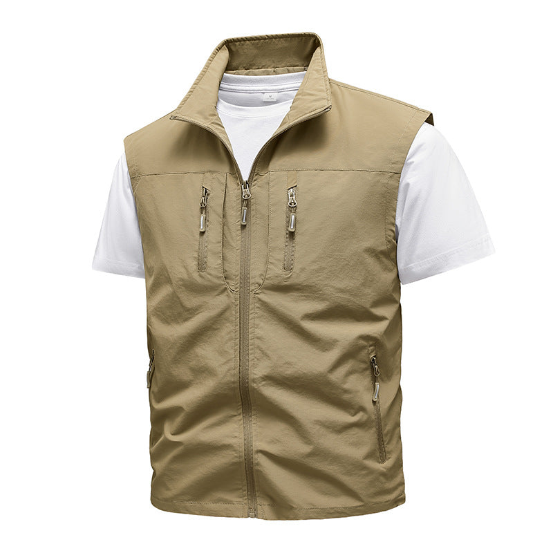 Multi-pocket Embroidered Waistcoat Plus Size Men's Shirt