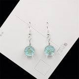 Dried Flower Glass Ball Crystal Earrings Creative Sweet