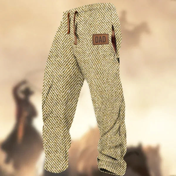 Technology Printing Trousers Elastic Closed Rope Straight-leg Trousers