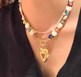 Natural Freshwater Pearl Heart Necklace Women's Bohemian Style