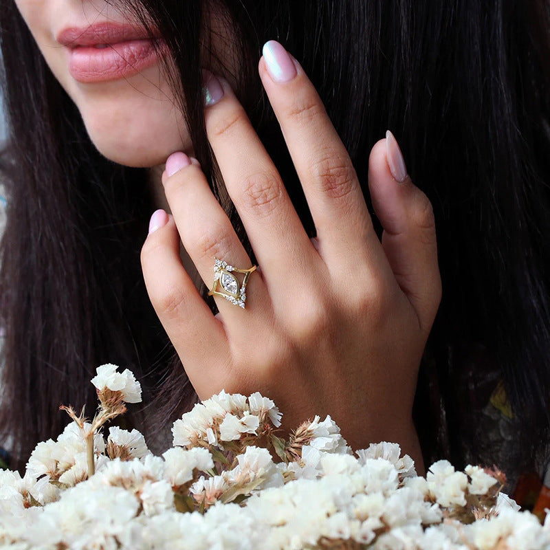 Horse Eye Geometric Design Affordable Luxury Fashion Wind Ring