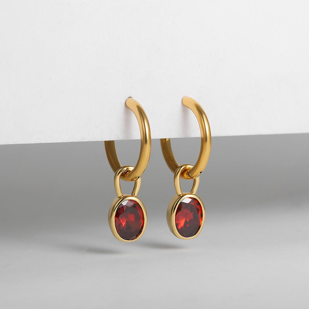 Women's Retro Simple Oval Zircon Earrings