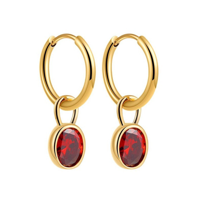 Women's Retro Simple Oval Zircon Earrings