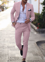 Men's Suit Solid Color Two-piece Suit