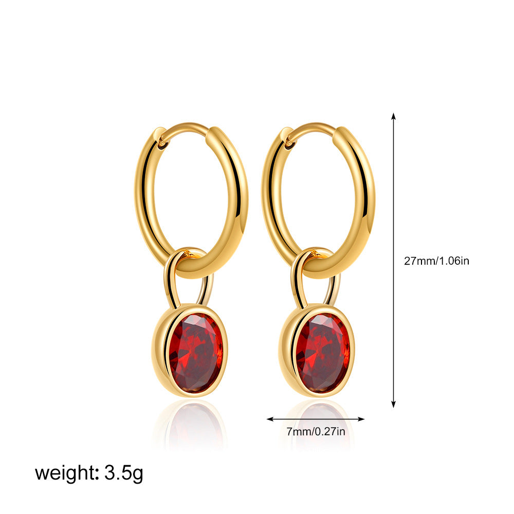 Women's Retro Simple Oval Zircon Earrings