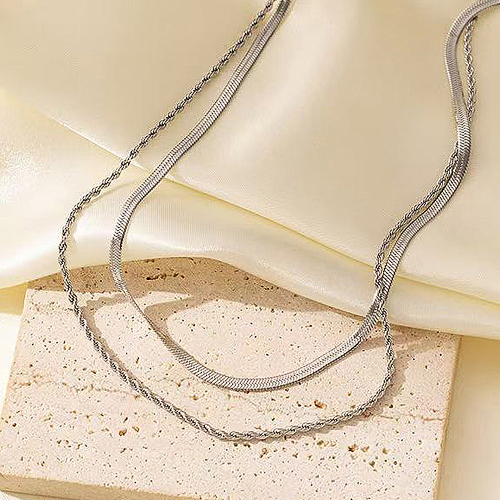 Women's Retro Solid Color Double-layer Twist Necklace