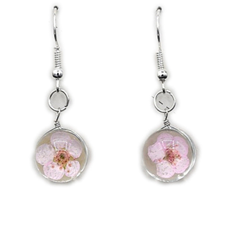 Dried Flower Glass Ball Crystal Earrings Creative Sweet