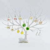 Dried Flower Glass Ball Crystal Earrings Creative Sweet