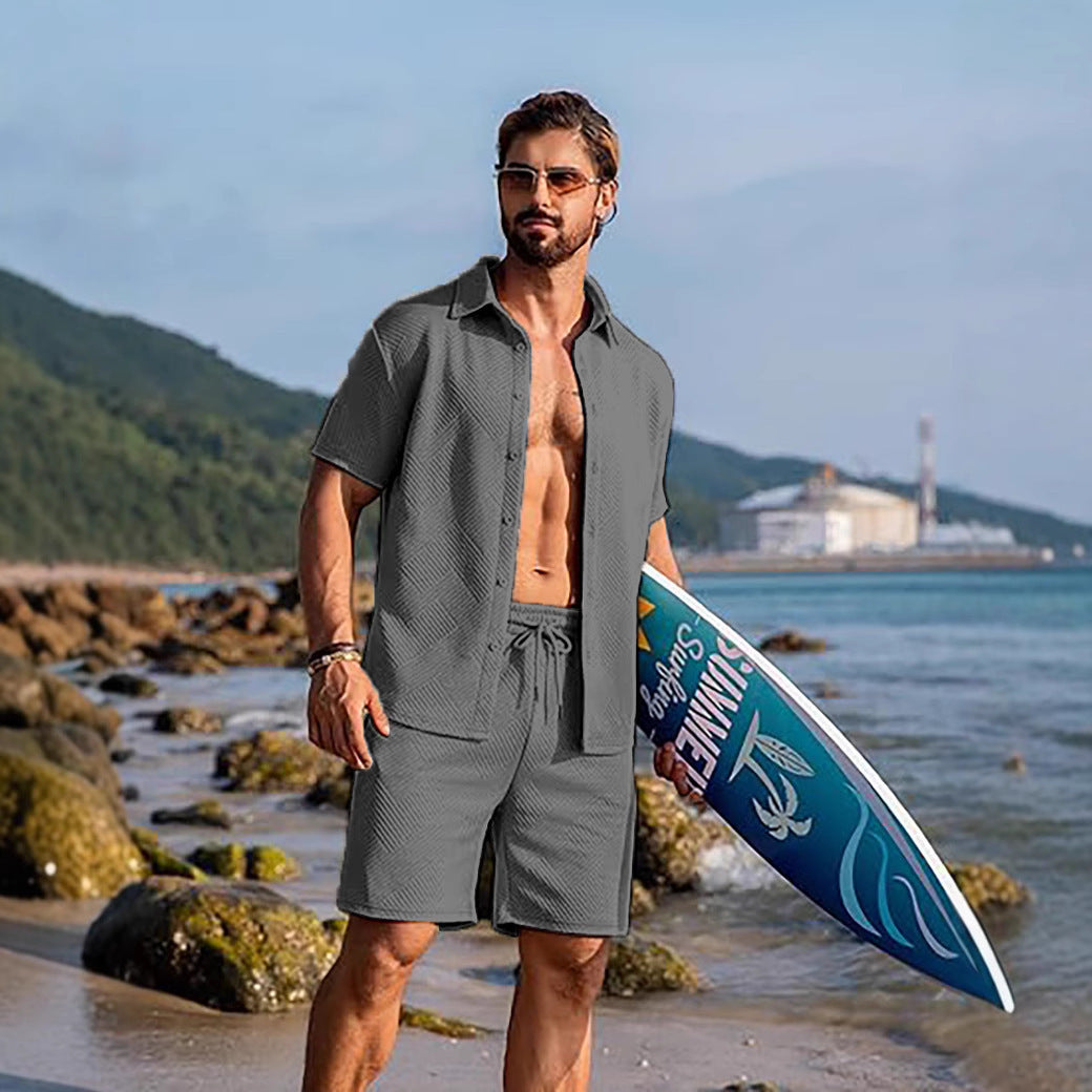 Knitwear Sports Casual Short Sleeve And Shorts Suit
