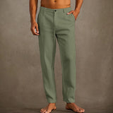 Men's Linen Beach Diagonal Pocket Cool Comfortable Breathable Skinny Pants