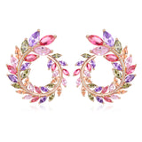 18K Real Gold Handmade Inlaid Colorful Garland Shape Earrings