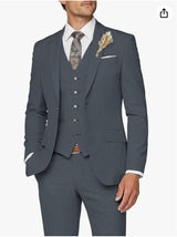 Men's Solid Color Business Jacket Vest Pants Set