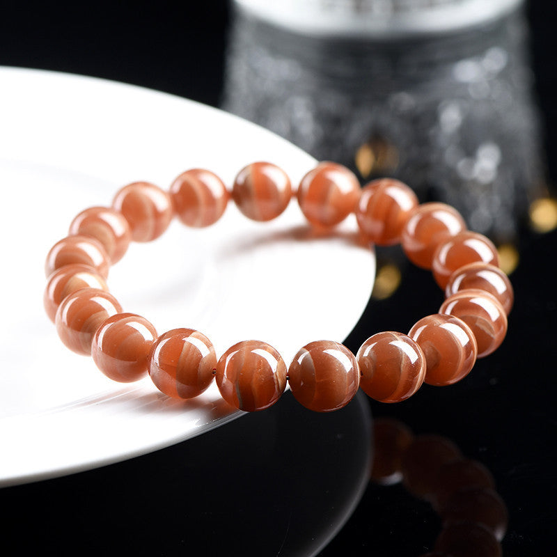 Natural Old Mine Rhodochrosite Round Beads Bracelet Peru