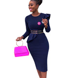Plus Size Women's Solid Color Sexy OL Sheath Pencil Skirt African Dress