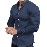 Printed Business Leisure Iron-free Solid Color Polo Collar Shirt