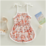Toddler Baby Girl Clothing,floral Jumpsuit With Tie Up,jumpsuit Baby, Suspender Game Set
