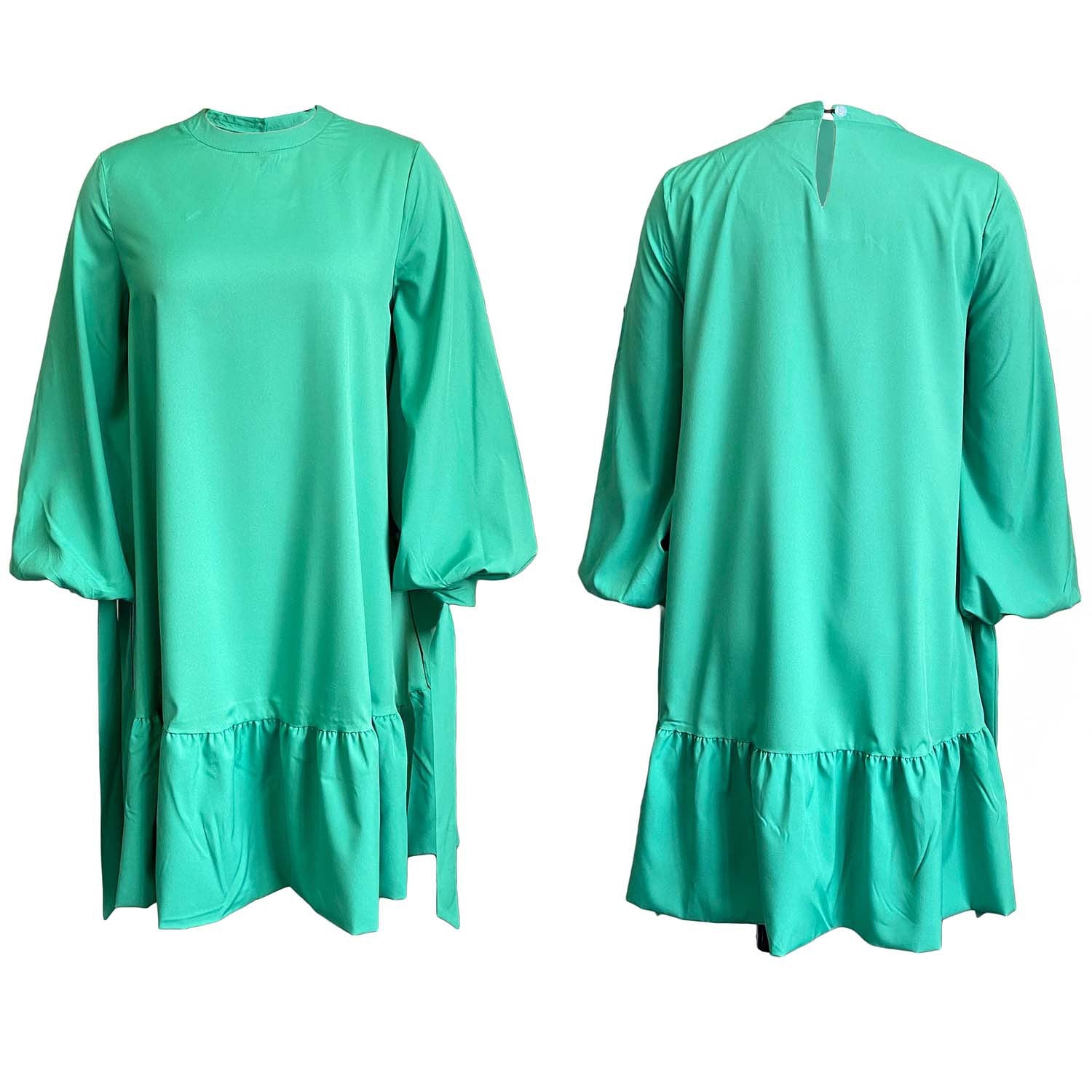 Women's Loose Solid Color Puff Sleeve Dress