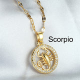 Golden Twelve Constellation Pendant Necklace INS Style