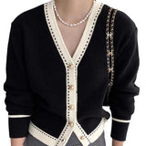 Korean Style Gentle And Comfortable Loose Large V-neck Slimming Bedford Cord Sweater