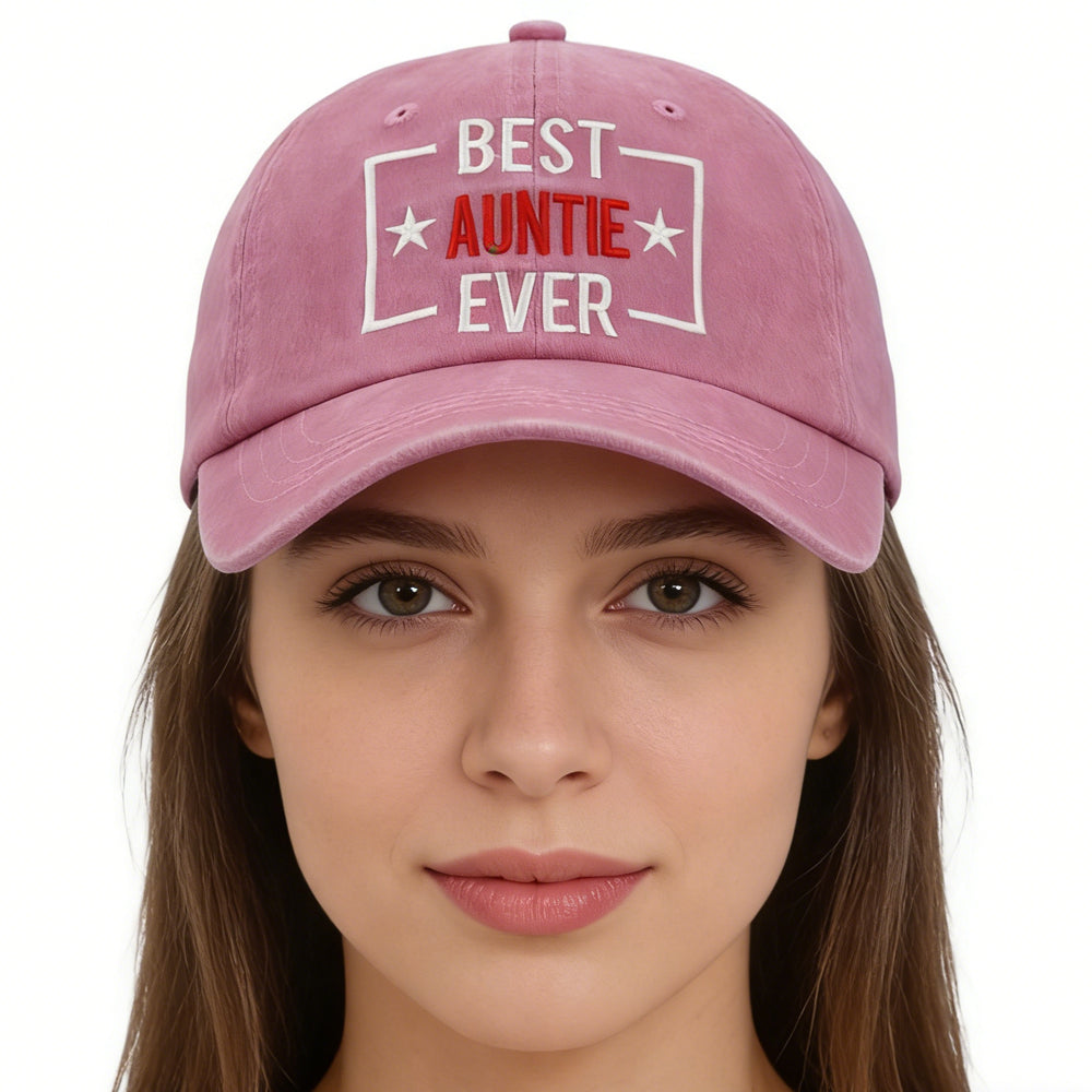 Best Auntle Ever Birthday Gifts For Women, Adjustable Embroidered Wash Cotton Baseball Cap