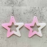 European And American Bright Hollow Color Five-pointed Star Acrylic Earrings