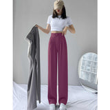 Ice Silk Mop Wide Leg Pants Women's Small High Waist