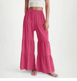 Pleated Elastic Waist Pants Female Wide-leg Casual Pants