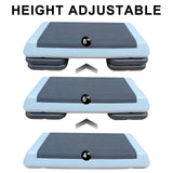 Adjustable Workout Aerobic Stepper In Fitness & Exercise Step Platform Trainer Gray Black With 4 Risers