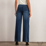 Shascullfites Women's Light Blue Wide Leg Stretch Jeans Flare Pants Denim Straight Trousers Sexy Fit Casual Jeans Women