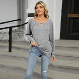 Solid Color Loose Long Sleeve T-shirt Fashion Casual Tops For Women Clothing