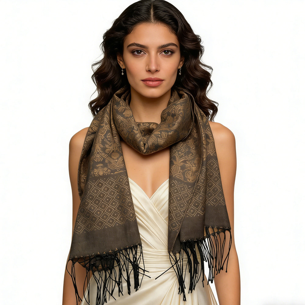 2pcs Tweed Look Sophisticated C Amel Business Casual Scarf ,Luxe Look For Evening Wear,Scarf,vacation,daily Life,evening Party,Office Appropriate Subtlety For Women Men