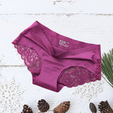 Ice Silk Underwear For Women Traceless Lace Pure Cotton Crotch Briefs