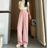 Ice Silk Mop Wide Leg Pants Women's Small High Waist