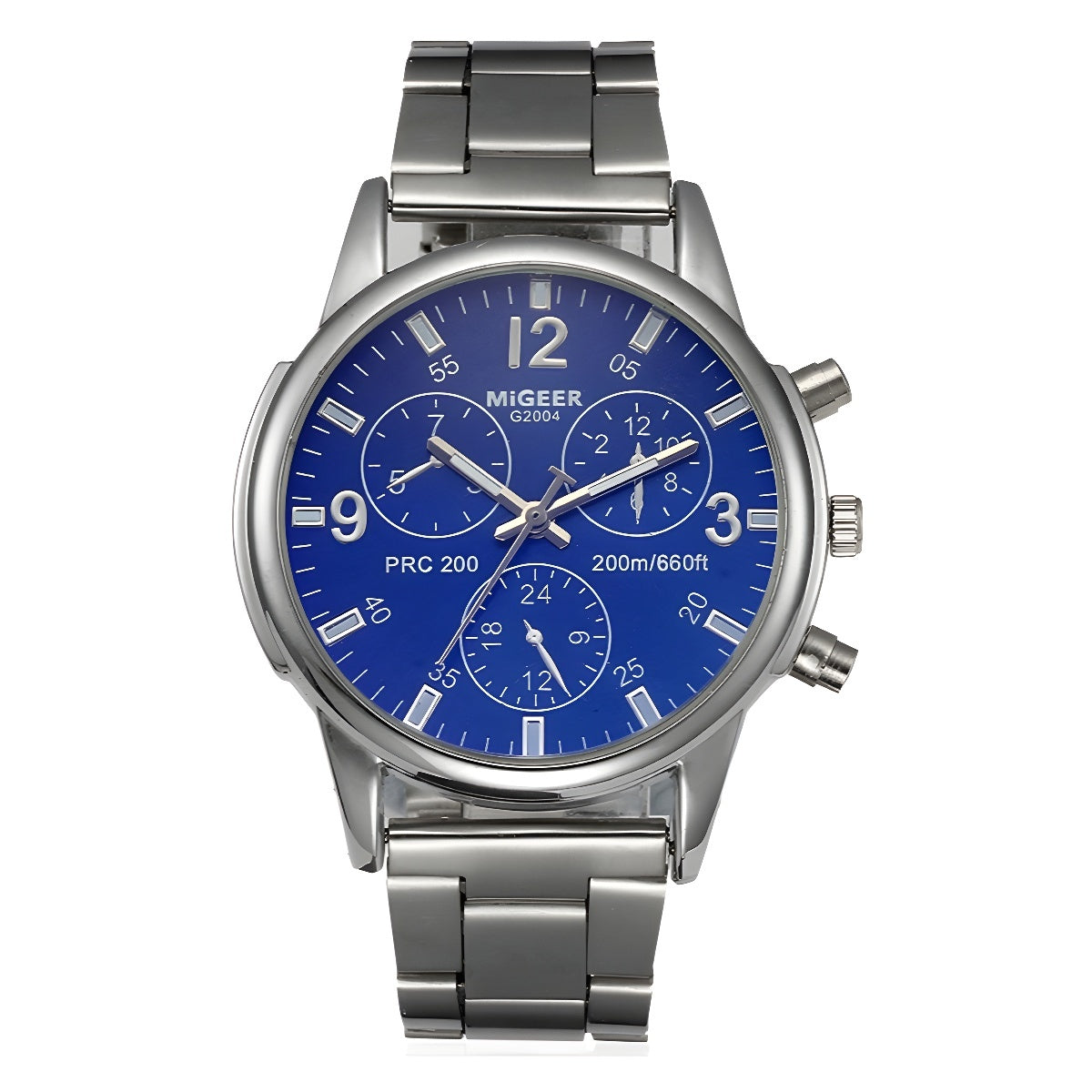 Fashion Simple Fake Three-eye Steel Belt Quartz Watch